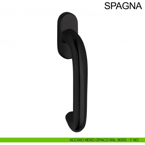 Maniglia con rosetta stretta in acciaio per finestra DK Spagna Fimet Inox nero opaco RAL 9005