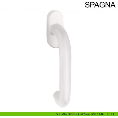 Maniglia con rosetta stretta in acciaio per finestra DK Spagna Fimet Inox bianco opaco RAL 9016