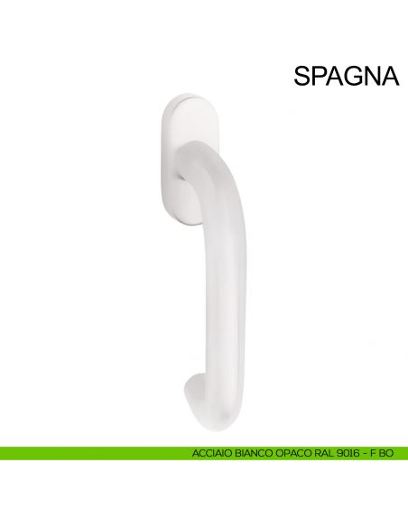Maniglia con rosetta stretta in acciaio per finestra DK Spagna Fimet Inox bianco opaco RAL 9016