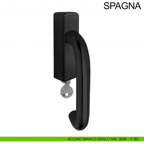 Maniglia con chiave in acciaio per finestra DK Spagna Fimet Inox nero opaco RAL 9005