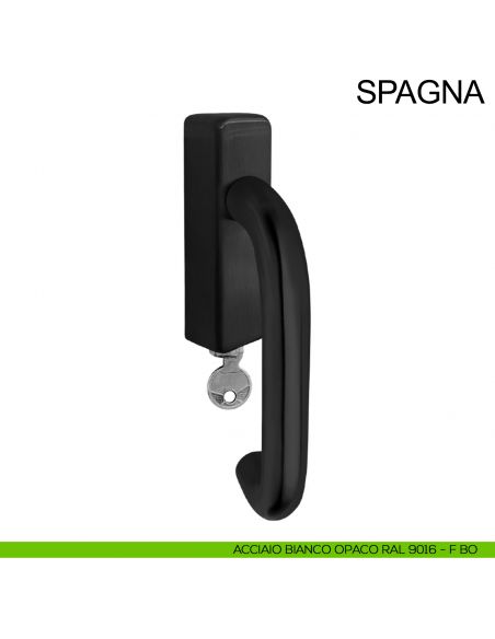 Maniglia con chiave in acciaio per finestra DK Spagna Fimet Inox nero opaco RAL 9005