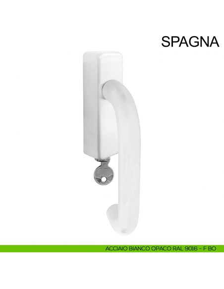 Maniglia con chiave in acciaio per finestra DK Spagna Fimet Inox bianco opaco RAL 9016
