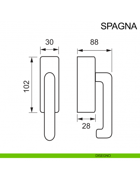 Maniglia con chiave in acciaio per finestra DK Spagna Fimet Inox disegno