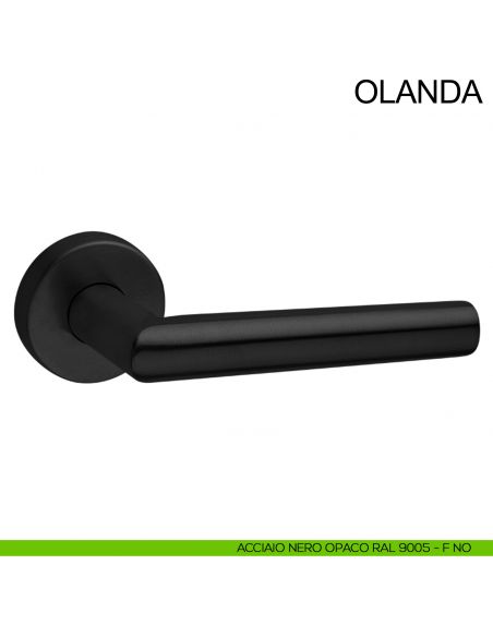 Maniglia in acciaio per porta Olanda Fimet Inox nero opaco RAL 9005