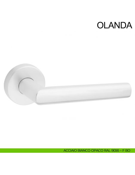 Maniglia in acciaio per porta Olanda Fimet Inox bianco opaco RAL 9016