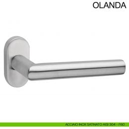 Maniglia in acciaio con rosetta ovale per porta Olanda Fimet Inox 2