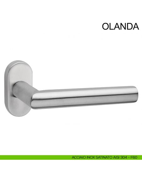 Maniglia in acciaio con rosetta ovale per porta Olanda Fimet Inox acciaio AISI 304