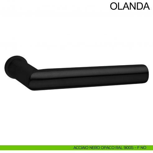 Maniglia in acciaio con rosetta mini per porta Olanda Fimet Inox nero opaco RAL 9005