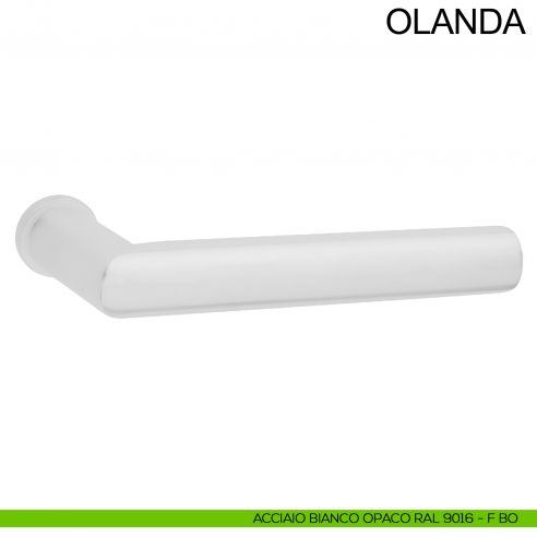 Maniglia in acciaio con rosetta mini per porta Olanda Fimet Inox bianco opaco RAL 9016