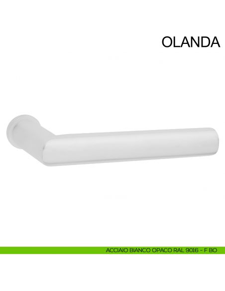 Maniglia in acciaio con rosetta mini per porta Olanda Fimet Inox bianco opaco RAL 9016