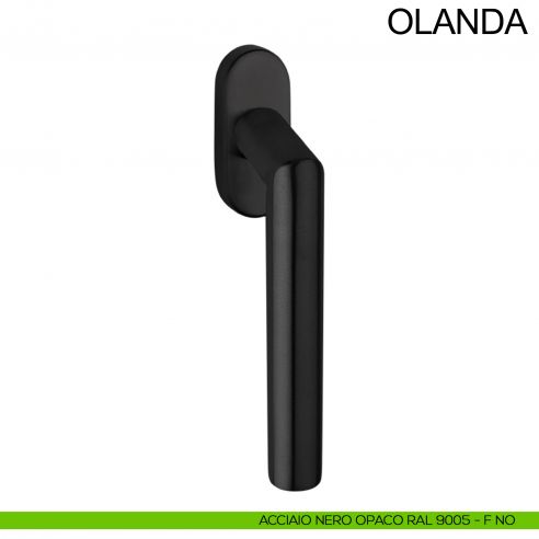 Maniglia per finestra con rosetta stretta in acciaio DK Olanda Fimet Inox nero opaco RAL 9005