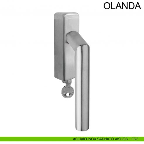 Maniglia in acciaio per finestra con chiave DK Olanda Fimet Inox acciaio AISI 316