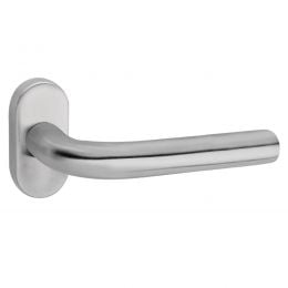 Maniglia con rosetta ovale in acciaio per porta Svizzera Fimet Inox