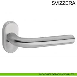 Maniglia con rosetta ovale in acciaio per porta Svizzera Fimet Inox 2
