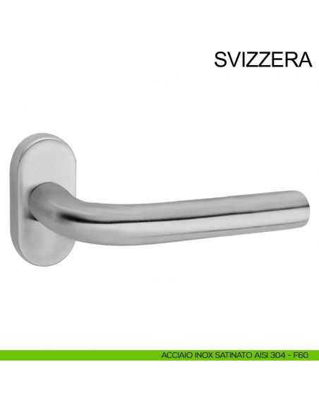 Maniglia con rosetta ovale in acciaio per porta Svizzera Fimet Inox acciaio AISI 304