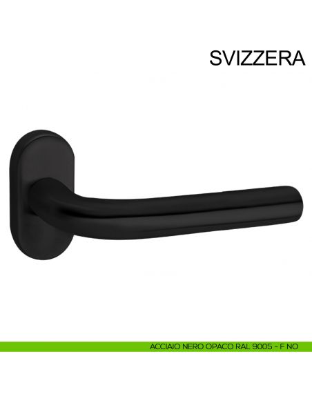 Maniglia con rosetta ovale in acciaio per porta Svizzera Fimet Inox nero opaco RAL 9005