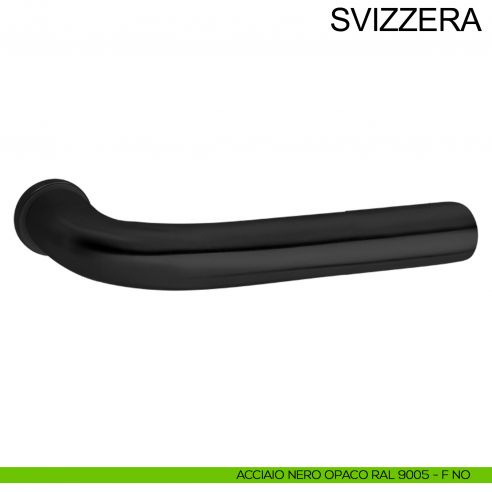 Maniglia con rosetta mini in acciaio per porta Svizzera Fimet Inox nero opaco RAL 9005