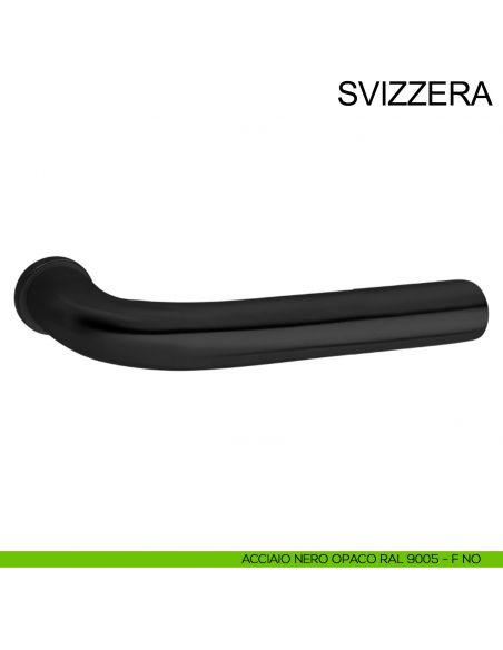 Maniglia con rosetta mini in acciaio per porta Svizzera Fimet Inox nero opaco RAL 9005