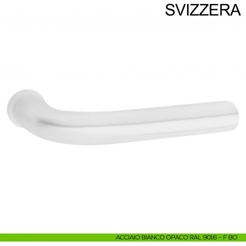 Maniglia con rosetta mini in acciaio per porta Svizzera Fimet Inox bianco opaco RAL 9016