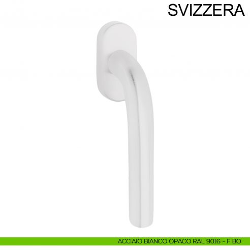 Maniglia in acciaio per finestra DK Svizzera Fimet Inox bianco opaco RAL 9016