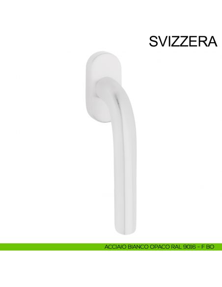 Maniglia in acciaio per finestra DK Svizzera Fimet Inox bianco opaco RAL 9016