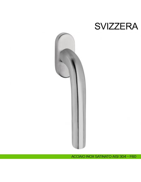 Maniglia con rosetta stretta in acciaio per finestra DK Svizzera Fimet Inox acciaio AISI 304
