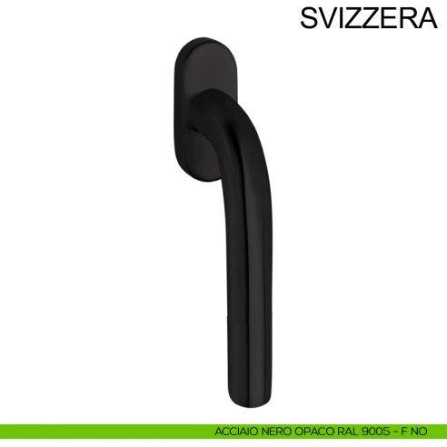 Maniglia con rosetta stretta in acciaio per finestra DK Svizzera Fimet Inox nero opaco RAL 9005