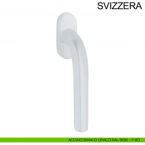 Maniglia con rosetta stretta in acciaio per finestra DK Svizzera Fimet Inox bianco opaco RAL 9016