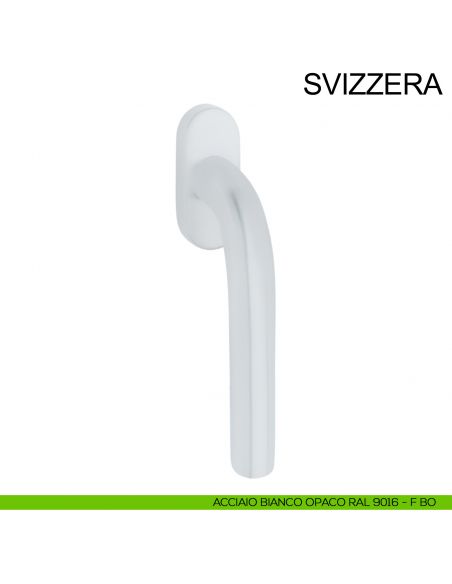 Maniglia con rosetta stretta in acciaio per finestra DK Svizzera Fimet Inox bianco opaco RAL 9016