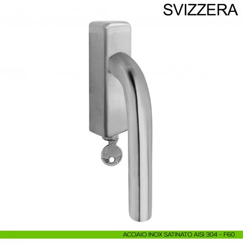 Maniglia per finestra con chiave in acciaio DK Svizzera Fimet Inox acciaio AISI 304