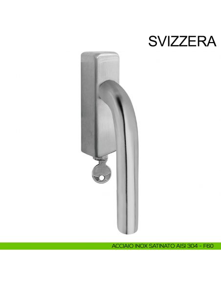 Maniglia per finestra con chiave in acciaio DK Svizzera Fimet Inox acciaio AISI 304
