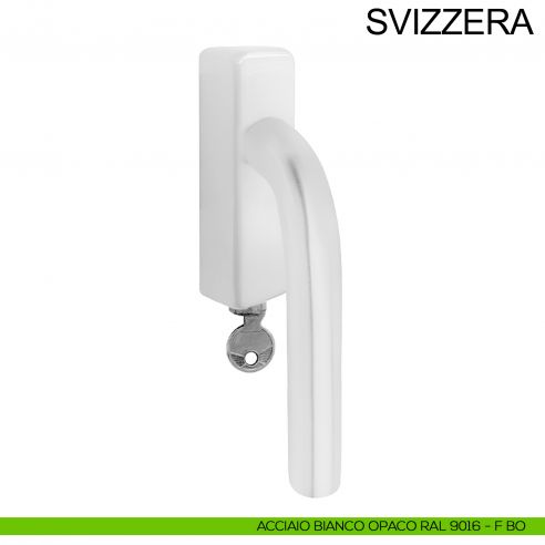 Maniglia per finestra con chiave in acciaio DK Svizzera Fimet Inox bianco opaco RAL 9016