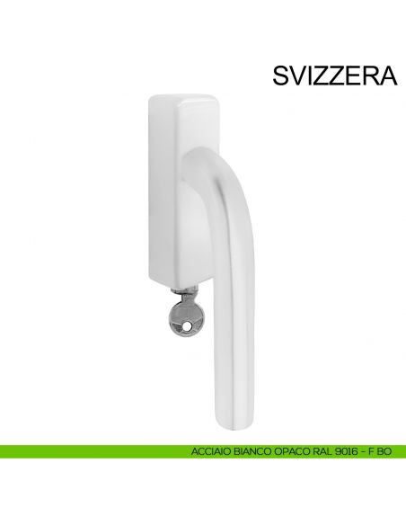 Maniglia per finestra con chiave in acciaio DK Svizzera Fimet Inox bianco opaco RAL 9016