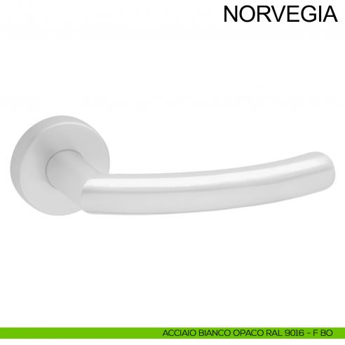 Maniglia in acciaio per porta Norvegia Fimet Inox bianco opaco RAL 9016