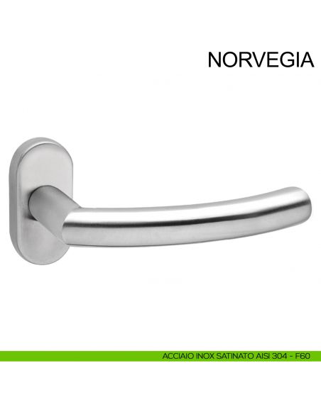 Maniglia in acciaio con rosetta ovale per porta Norvegia Fimet Inox acciaio AISI 304