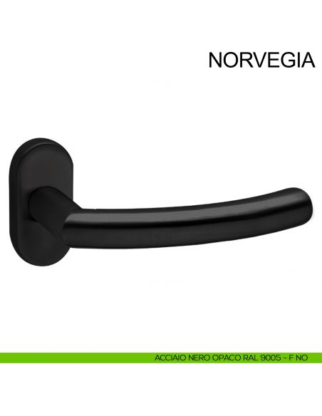 Maniglia in acciaio con rosetta ovale per porta Norvegia Fimet Inox nero opaco RAL 9005