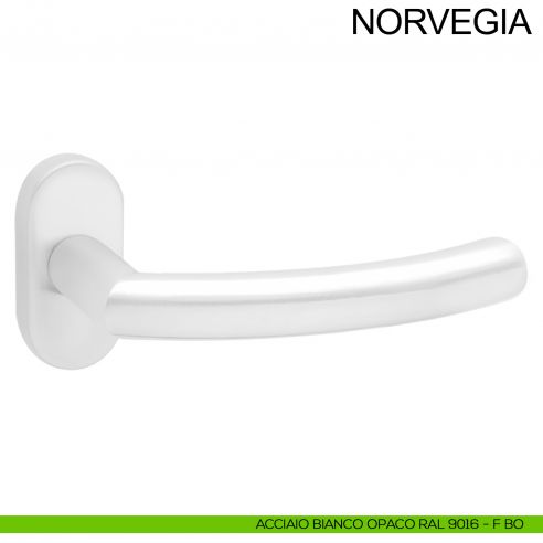 Maniglia in acciaio con rosetta ovale per porta Norvegia Fimet Inox bianco opaco RAL 9016