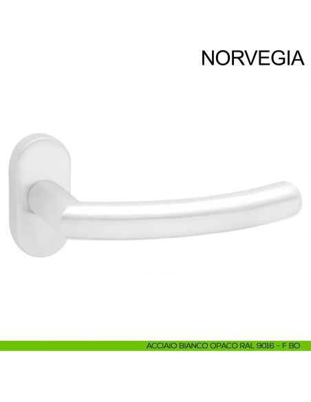 Maniglia in acciaio con rosetta ovale per porta Norvegia Fimet Inox bianco opaco RAL 9016