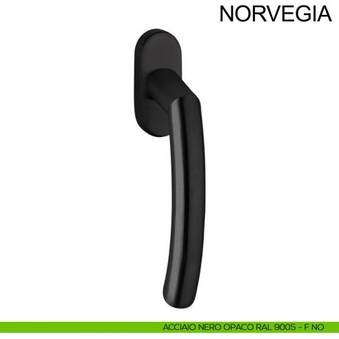 Maniglia con rosetta stretta in acciaio per finestra DK Norvegia Fimet Inox nero opaco RAL 9005