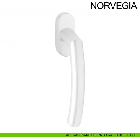 Maniglia con rosetta stretta in acciaio per finestra DK Norvegia Fimet Inox bianco opaco RAL 9016