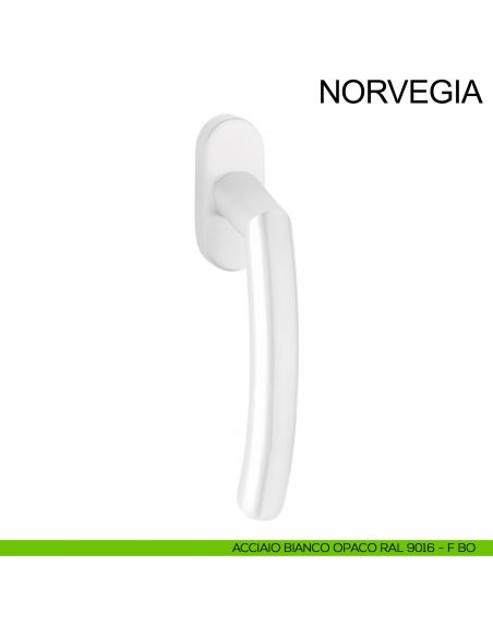 Maniglia con rosetta stretta in acciaio per finestra DK Norvegia Fimet Inox bianco opaco RAL 9016