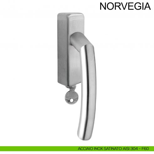 Maniglia con chiave per finestra in acciaio DK Norvegia Fimet Inox acciaio AISI 304