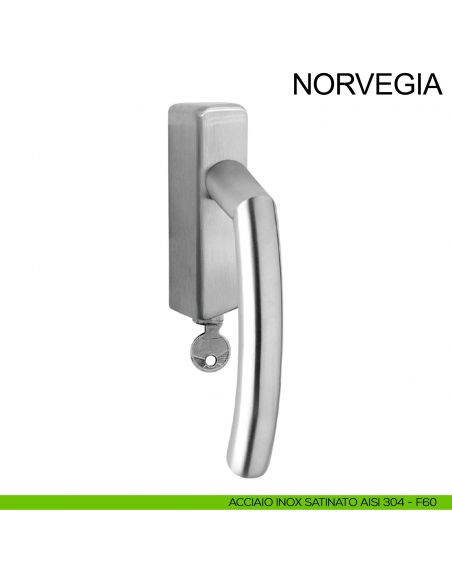 Maniglia con chiave per finestra in acciaio DK Norvegia Fimet Inox acciaio AISI 304