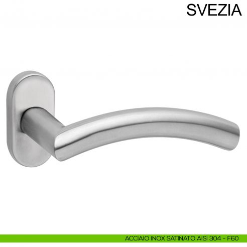 Maniglia con rosetta ovale in acciaio per porta Svezia Fimet Inox acciaio AISI 304