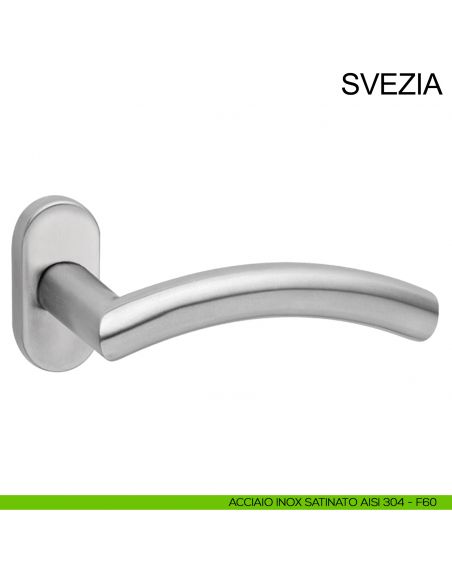 Maniglia con rosetta ovale in acciaio per porta Svezia Fimet Inox acciaio AISI 304