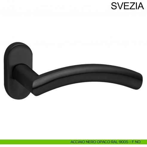 Maniglia con rosetta ovale in acciaio per porta Svezia Fimet Inox nero opaco RAL 9005