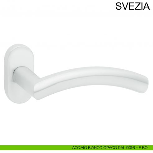 Maniglia con rosetta ovale in acciaio per porta Svezia Fimet Inox bianco opaco RAL 9016