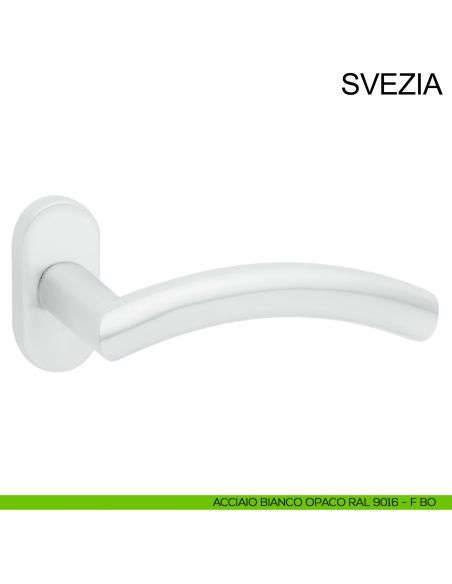 Maniglia con rosetta ovale in acciaio per porta Svezia Fimet Inox bianco opaco RAL 9016