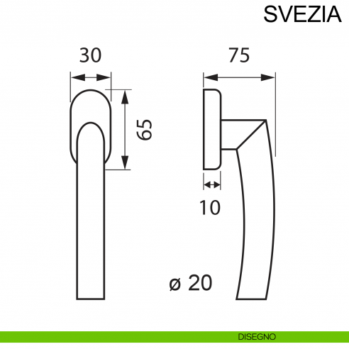 Maniglia in acciaio per finestra DK Svezia Fimet Inox disegno