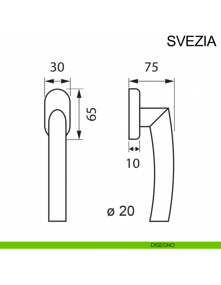 Maniglia in acciaio per finestra DK Svezia Fimet Inox disegno